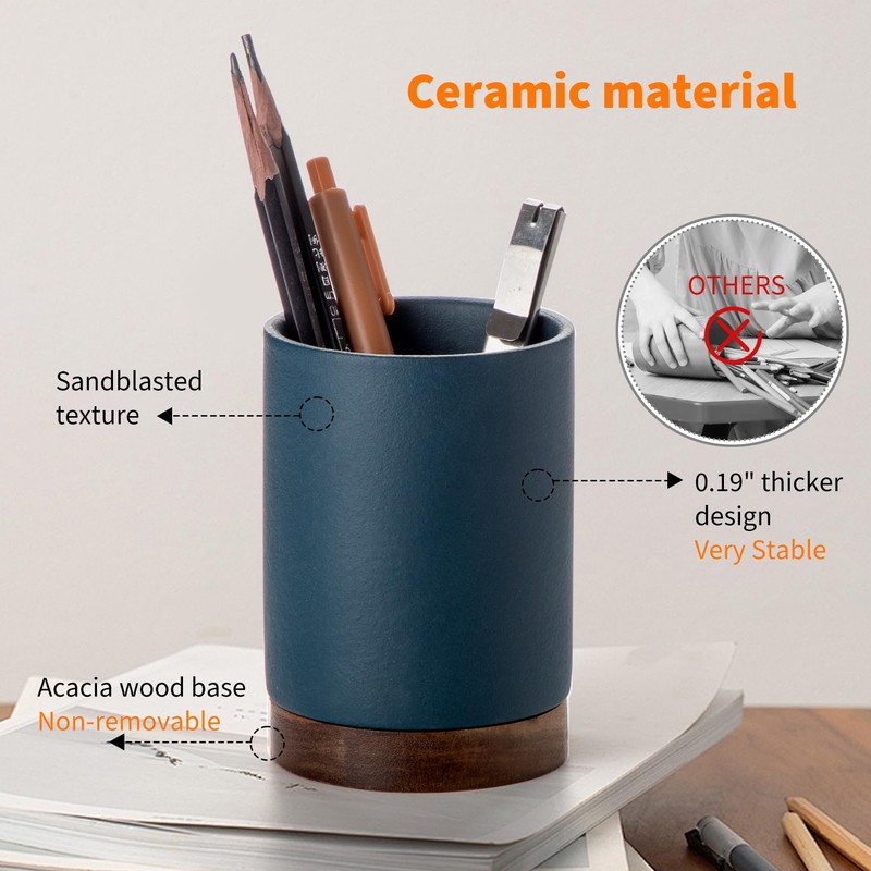 Officepal Pen Holder for Desk, Ceramic Pencil Organizer & Makeup