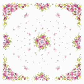 Mitteldecken Cute Flowers - Pretty Flowers / Spring / Butterflies Made of Airlaid 80 x 80 cm