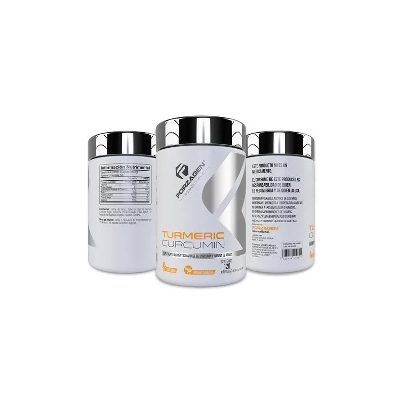 Forzagen Essentials Turmeric Curcumin 120 Caps | Cúrcuma Sabor Sin
