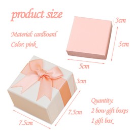 ATBUSS 2 Pieces Bow Gift Box and 1 Piece Gift Box, Jewellery Gift Box with Lid, Elegant Bow Gift Box, Paper Jewellery Box for Jewellery, Rings (Pink)