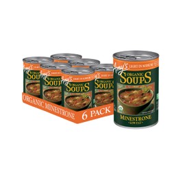 Amy’s Soup, Vegan Minestrone, Light in Sodium, Made With Organic Vegetables, Beans and Pasta in Tomato Broth, Canned Soup, 14.1 Oz (6 Pack)