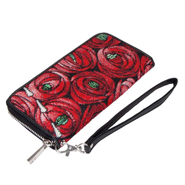 Signare Tapestry Wallet, Credit Card Holder, RFID Blocking Zipper Purse, Women's Purse with Garden Designs (Rose and Teardrop)