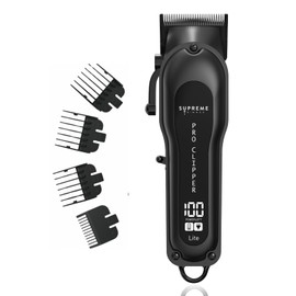 Supreme Trimmer Pro Clipper Lite | 210 Min Run Time Professional Hair Cutting Tool Set + Hair Comb, Scissors & Fade Blade | STC5000