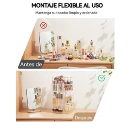 Organizador de Maquillaje,Acrilicos Organizadores para Cosméticas Ajustable  Transparente y Gran Capacidad, 360 Rotating Makeup Vitrinas...           