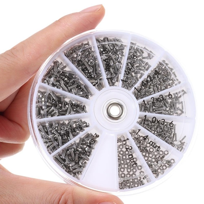 600pcs 12 Different Small Screw Nuts Assortment Kit M1 M1.2