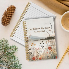 Pugwak Inspirational Flower Journal Notebook, Vintage Floral Lake Notebooks College Ruled for Work School, Gifts for Women, Office Supplies, Hardcover Spiral Notebook 5.5"x8.3"