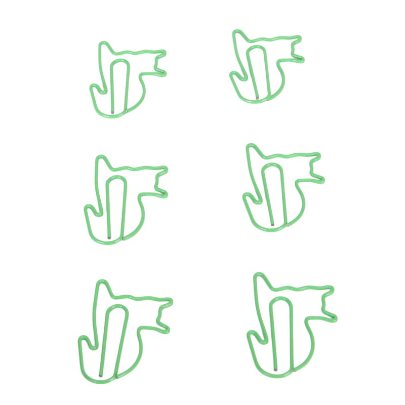 100 Pcs Green Cute Paper Clips Cat Shaped Fun Bookmark