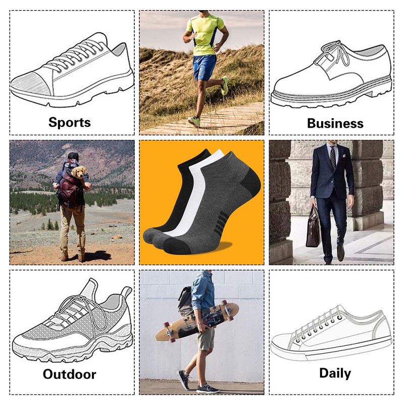 eallco Mens Ankle Socks Low Cut Athletic Cushioned Running Tab