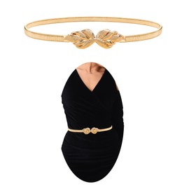 onenine Gold belt for women's dress,elastic pendant chain belt,gold chain belt, Gold & Silve (huo miao, golden)