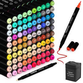 Taotree Alcohol Markers, 101 Colors Dual Tips Art Markers Pens Set, Chisel & Fine Sketch Pens, Art Supplies Kit for Artist Kids Adult Coloring Books Color, Painting, Drawing, Blending and Sketching