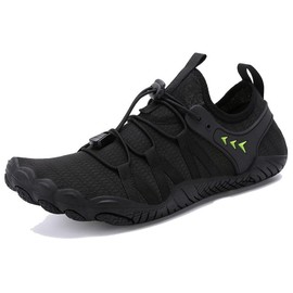 Quick Dry Barefoot Beach & Swim Shoes - Mens & Womens Lightweight Unisex Sea & Surf Shoes - Black-Green