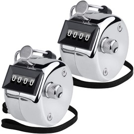 YMJOGGUE Metal Counter Hand Held Counter with Hook and Ring 4 Digit Tally Counter Mechanical, Pack of 2