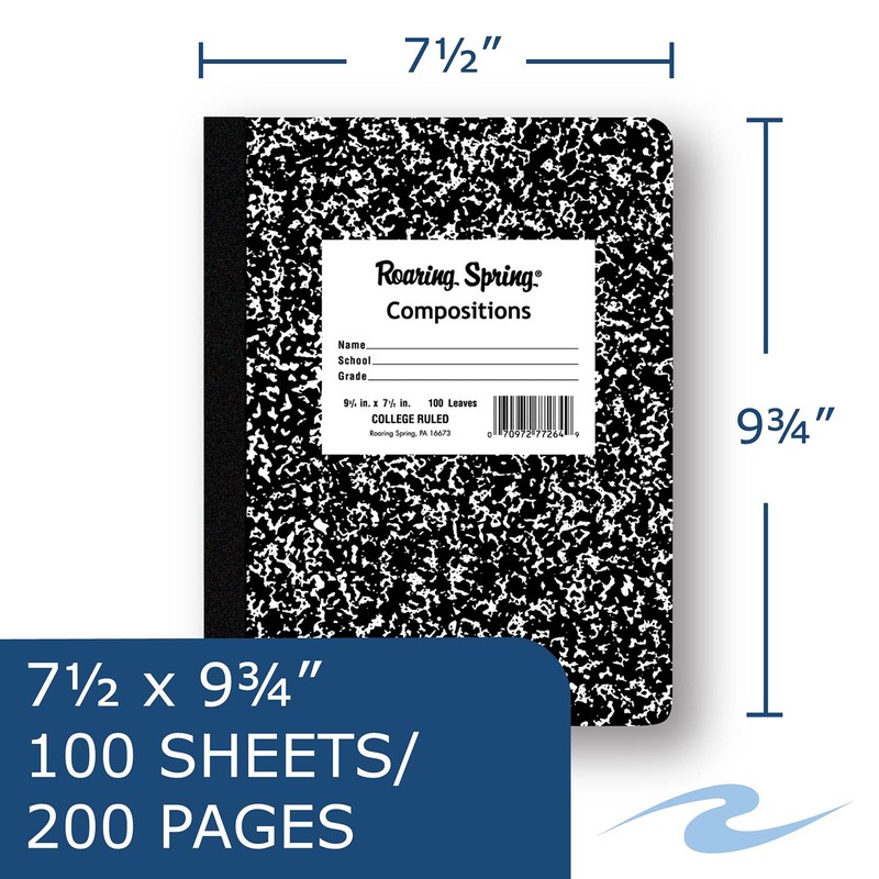 ROARING SPRING Hard Cover Composition Book, 9 3/4" x 7