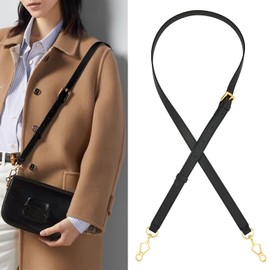 YAZHIMI Genuine Leather Purse Strap Adjustable Crossbody Handbag Replacement Straps (black-litchi pattern-leather purse strap)