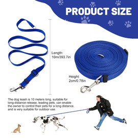 Bieiyhe Recall Lead for Dogs, Waterproof, Cross-Country Lead for Dogs, Training Lead, Robust Dog Lead with D Carabiner, Slip Lines, Dog Training Line, Long Dog Lead for Small Large Dogs, Blue