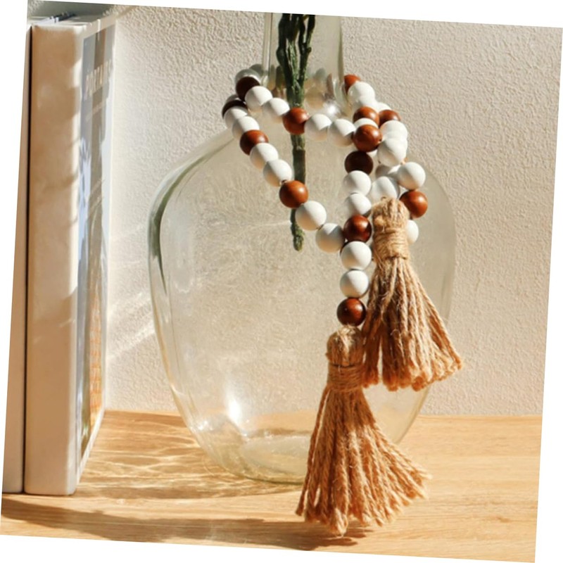 GLEAVI Farmhouse Beads Garland with Tassel Decorative Bead String Hanging