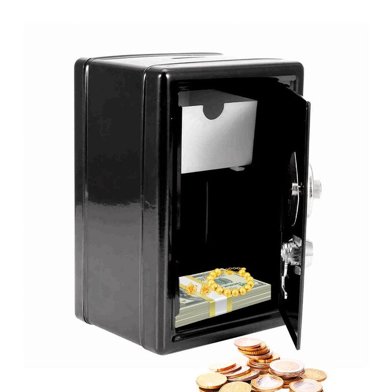 Joyzan Metal Piggy Bank, Mini Safe Coin Cash Locking Box