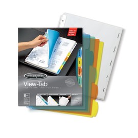 Wilson Jones View-Tab Transparent Dividers, 8 Square Tabs, Letter Size, Multi-Color (W55067) 8/Set