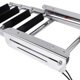 Marinebaby 3/4 Steps Under Platform Slide Mount Boat Boarding Ladder, Stainless Steel Telescoping Marine Ladder (4 Steps)