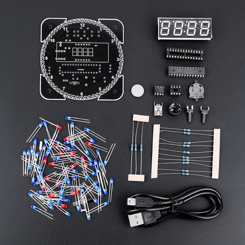 ASHATA DIY Multi-Function Digital LED Clock Kit, Light Control Clock