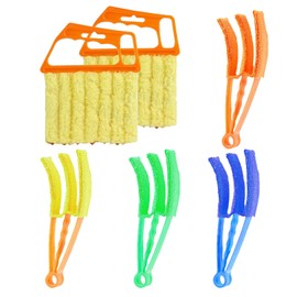 LZJPECES 6 Pcs Window Venetian Blind Cleaner Duster Tool, Microfiber 6 Finger Duster Brush for Cleaning Window Shutters, Air Conditioner, Wood & Vinyl Blinds, Includes 6 Cloth Covers