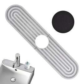 Faucet Mat for Kitchen Sink, Diatomite Stone Sink Tray Faucet Absorbent Mat Draining Mat Faucet Splash Guard for Kitchen Bathroom Counter (Light Grey)