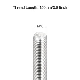 TA-VIGOR 2Pcs M16 x 150mm Fully Threaded Rod, 304 Stainless Steel Studding Rod Bar, Right Hand Threads Rods for Anchor Bolts, Clamps, Hangers and U-Bolts