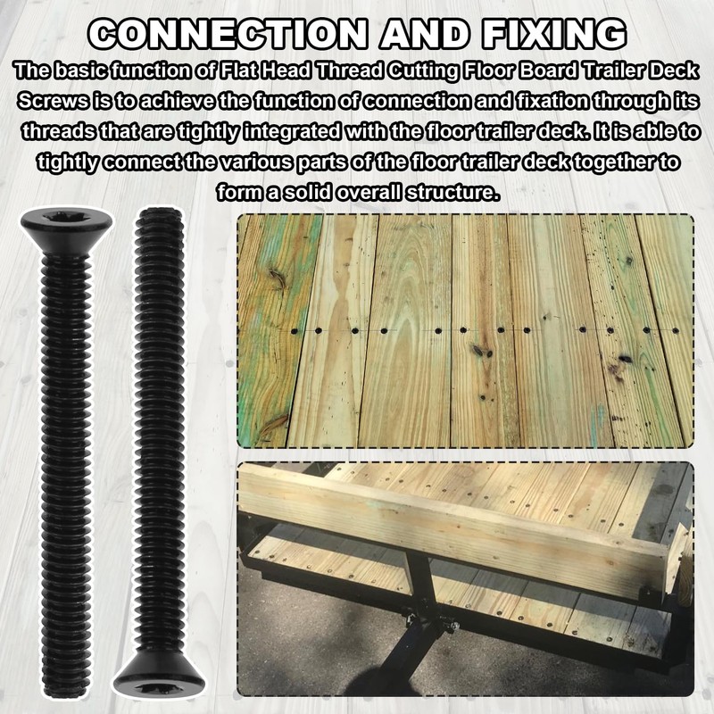 5/16-18 x 3 Trailer Deck Screws Flat Head Floorboard Thread