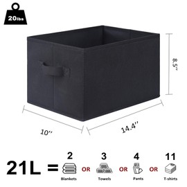 WUIKE Foldable Fabric Storage Bins with Handles, Closet Storage Baskets for Shelves and Clothes Organization, Large Black Shelf Baskets, 3-Pack, Black, Large