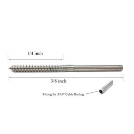 Swage Lag Screws, 3/16 Inch Stainless Steel Hand Thread Swage Lag Screws for Wooden Posts, Ceiling Railing Hardware for Stair Railings, 10 1/4 x 3/16 Inch