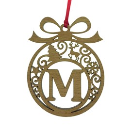 Laser cut Christmas tree bauble decoration: Letter M