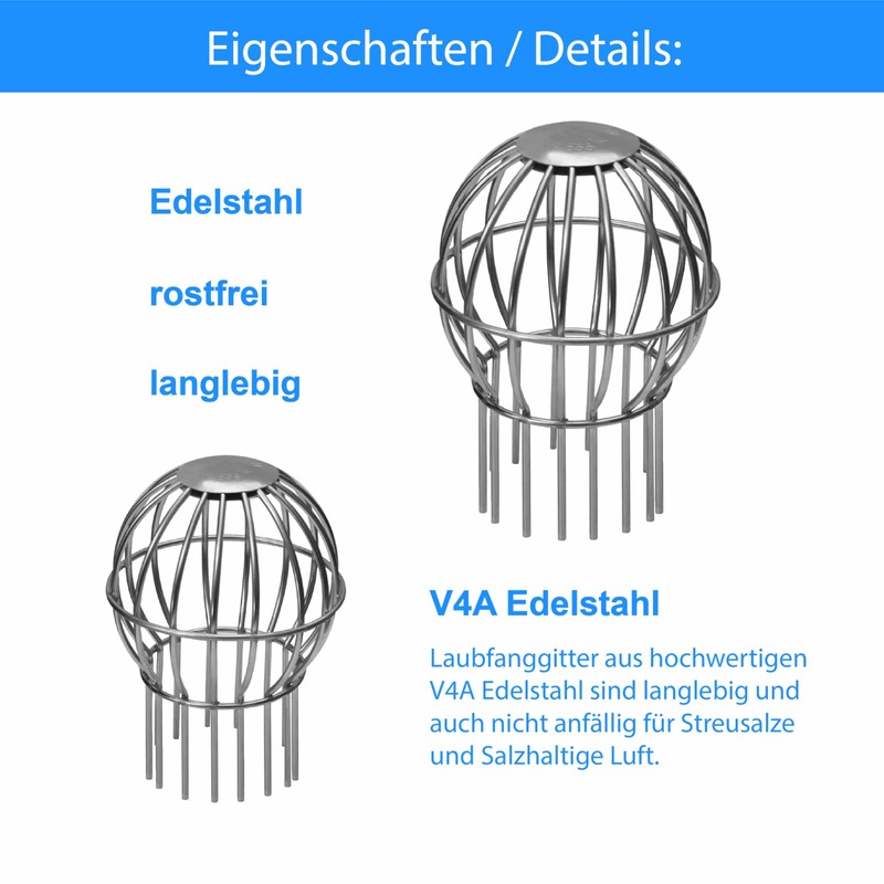 Leaf Catcher and Downpipe Grille Made of Stainless Steel Available