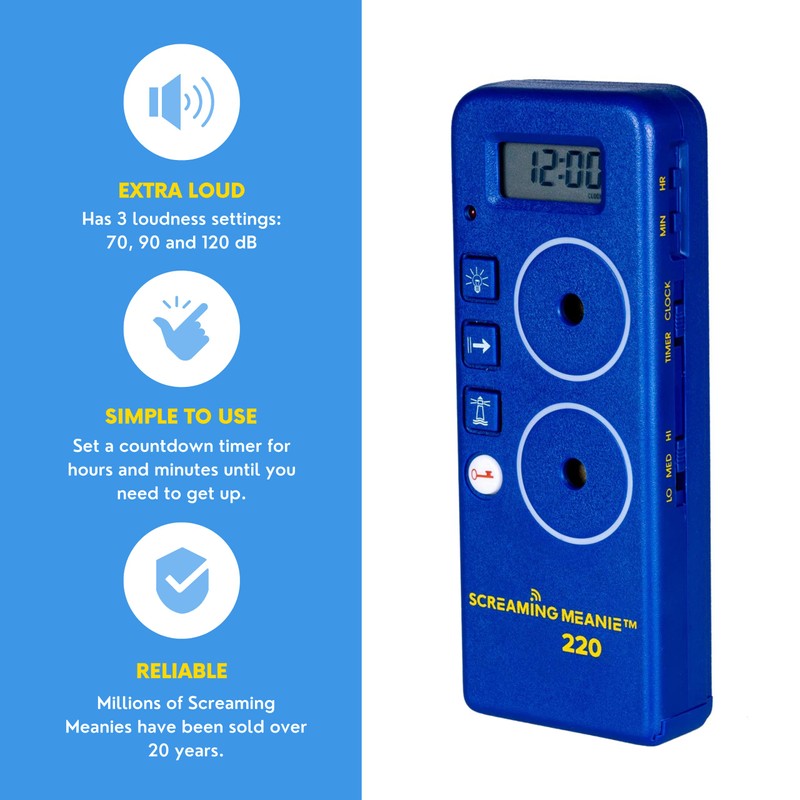 Screaming Meanie 220 Alarm Clock and Timer, Extremely Loud for