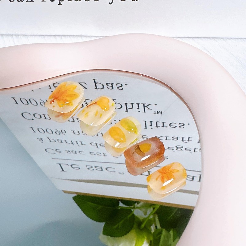 30Pcs Fall Press on Nails Short Square Fake Nails with