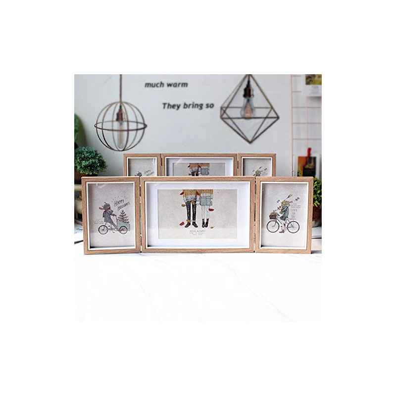 3 Picture Frame Collage Photo Frames Rustic Wood Hinged Folding
