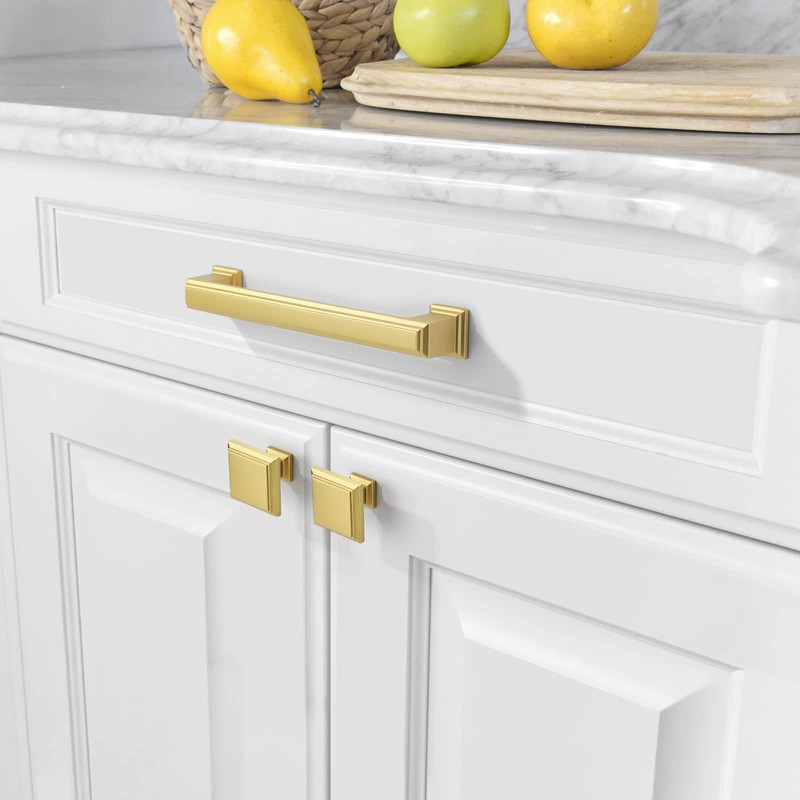 Amerdeco 10 Pack Brushed Brass Drawer Pulls 5 Inch Hole