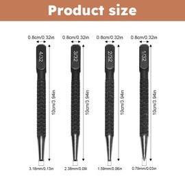 4Pcs Centre Punch Set, Positioning Punch Set Nail Punch Kit for Drilling and Marking Tools, Drilling Marking Positioning Punch for Metal Wood 1/32", 2/32'', 3/32",4/32''