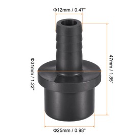 sourcing map PVC Pipe Fitting 12mm Barbed x 25mm OD Spigot Straight Tube Adapter Hose Quick Connector, Black Pack of 3