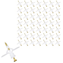 Cluoling Plasterboard Expansion Bolts Set of 50 White Aircraft Pipe Type Cavity Wall Fixes Wall Plugs Expansion Tubes Plastic Anchors Expansion Tube Frame Fixtures for Home Decoration