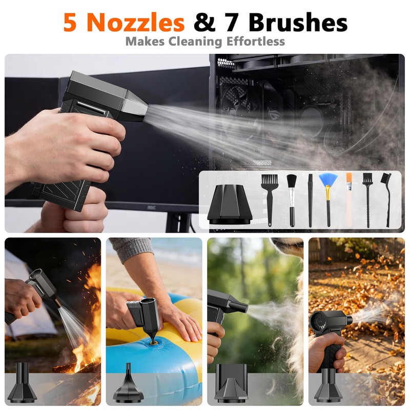 Preciva 2-in-1 Compressed Air Duster, 180,000 RPM High-Speed Turbo Electric