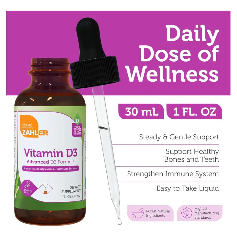 Zahler Vitamina D3 Liquida 1000 Iu - 1 Fl Oz