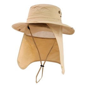 TOP-EX Cooling UPF 50 XXL Sun Hats for Big Heads Men with Neck Cover Wide Brim Summer UV Protection Hiking Safari Hat Waterproof Fishing Boonie Hat Breathable Sunhat for Outdoor Gardening Khaki M/L