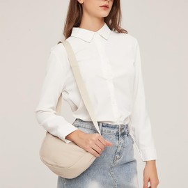 Crossbody Bag Damen, Halbmond Tasche Damen, Shoulder Bag Women, Handtasche Damen Klein, Bauchtasche Damen, Tasche Crossbody Bag mit Verstellbarer Schultergurt, für Büro, Schule, Einkauf (Weiß)