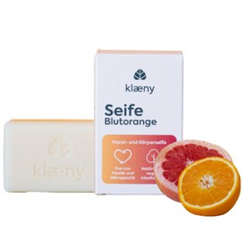 klæny® Solid Hand & Body Soap Blood Orange 100 g I Organic Soap Based on Natural Oils I Solid Soap Piece Vegan & Biodegradable I Plastic-Free & Palm Oil Free