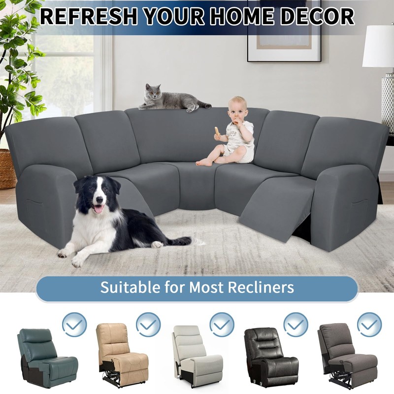 PureFit Additional Seat Cover for Reclining Couch Covers, Super Stretch