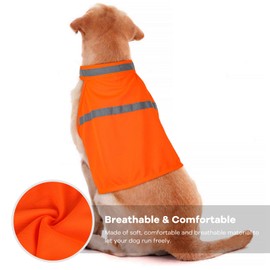 Orange Dog Vest High Visibility Safety, Dog Hunting Vest, Dog Jacket Soft Adjustable, Reflective Dog Vest for Small Medium Large Dogs