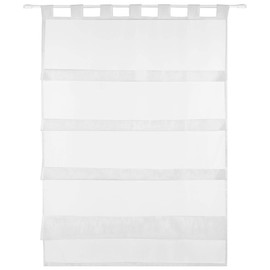 Transparent Bistro Curtain, Ruffled Look Roman Voile Curtain, Simple and Modern, Available in Many Versions