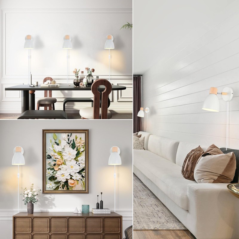 Eyooer Wall Sconces Plug in, Swing Arm Wall Lamp with