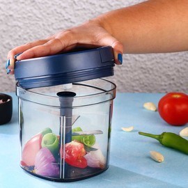 SIGNORAWARE Manual Food Processor, Vegetable Chopper -Easy Pull Hand String- Portable Stainless Steel Hand Food Chopper, Cutter, Garlic Mincer, Onion, Veggie, Fruit Chopper, Dicer w/Container (30 oz)