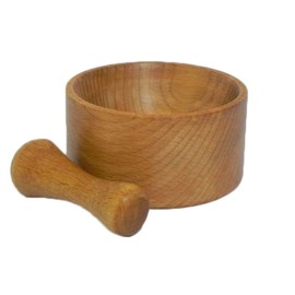 NATURAL WOOD PESTLE AND MORTAR WITH BOWL SPICE HERB CRUSHER GRINDER GRINDING M02
